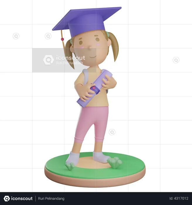 Girl graduated  3D Illustration