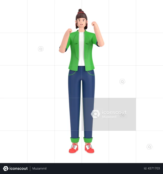 Girl having expressing positive emotion  3D Illustration