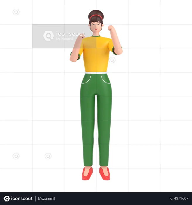 Girl having expressing positive emotion  3D Illustration