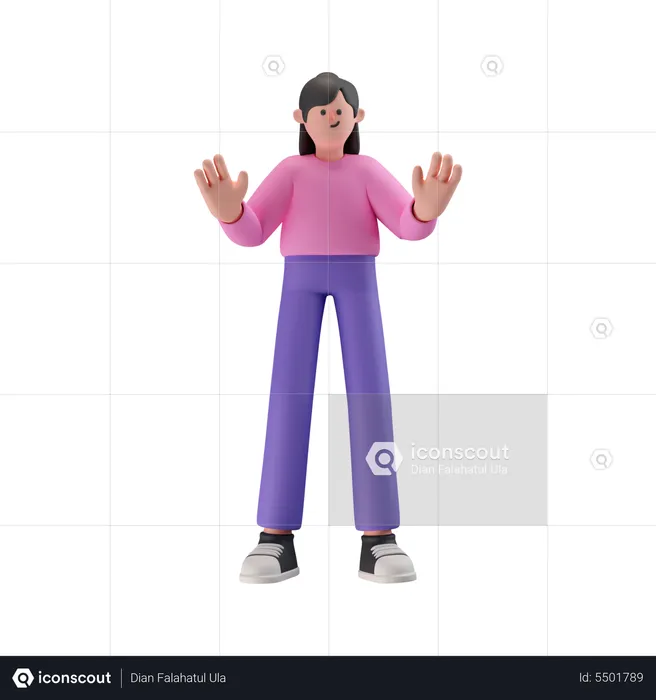 Girl having expressing positive emotion  3D Illustration