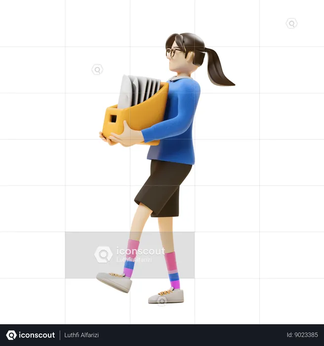 Girl Having Overload Tasks  3D Illustration