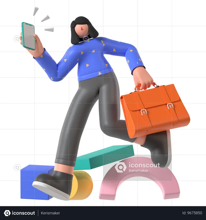 Girl Having Rush Hour  3D Icon