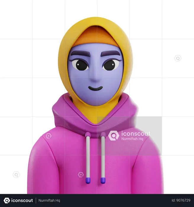 Girl Hijab with Jacket  3D Icon