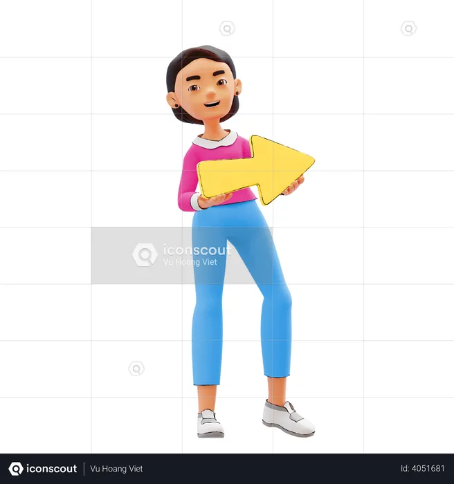 Girl holding arrow  3D Illustration