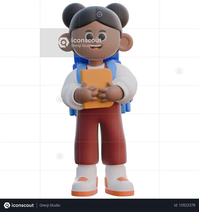 Girl Holding Book  3D Illustration