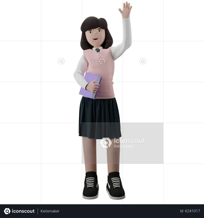 Girl holding book  3D Illustration