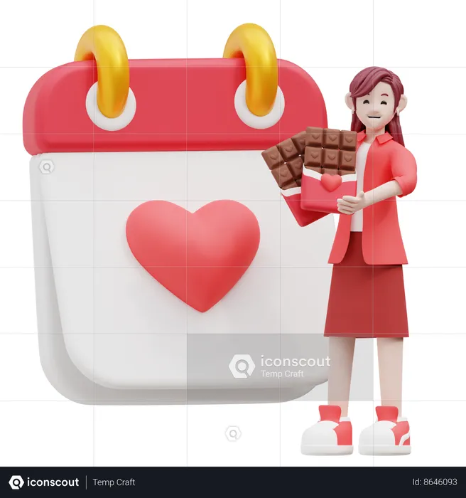 Girl Holding Chocolate  3D Illustration