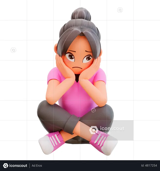 Girl in bad mood  3D Illustration
