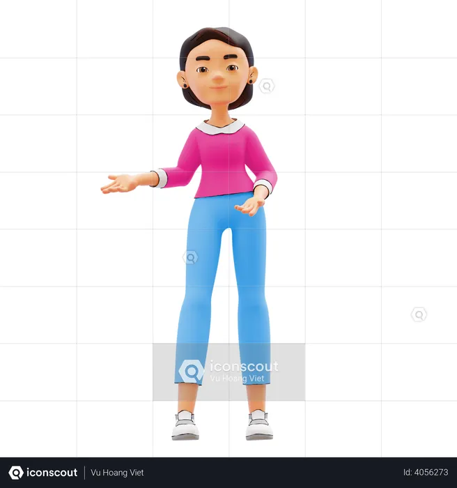 Girl indicating something  3D Illustration