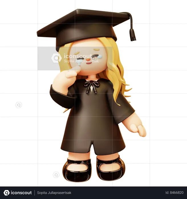 Girl is crying after school degree completion  3D Icon