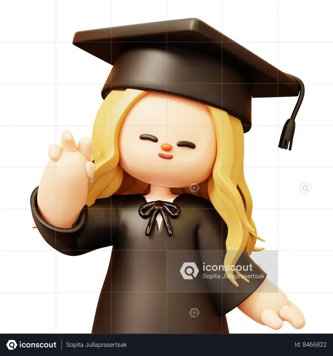 Girl is dancing in graduation ceremony  3D Icon