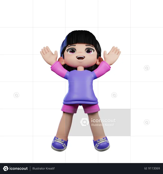 Girl is jumping  3D Illustration