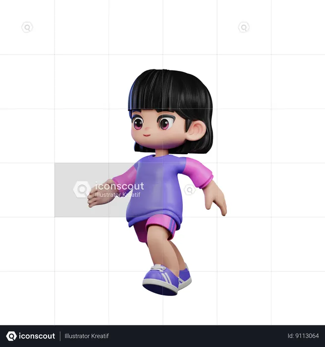 Girl is running  3D Illustration