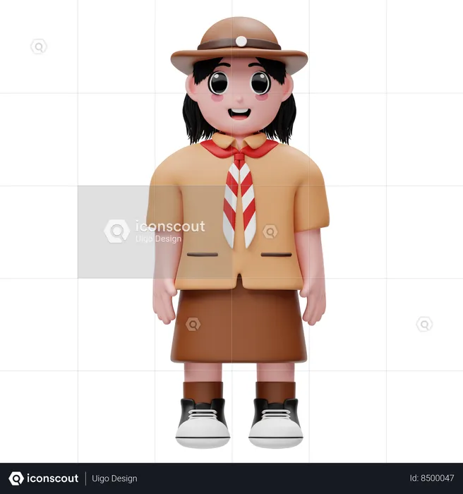 Girl Is Wearing Indonesian Uniform  3D Illustration