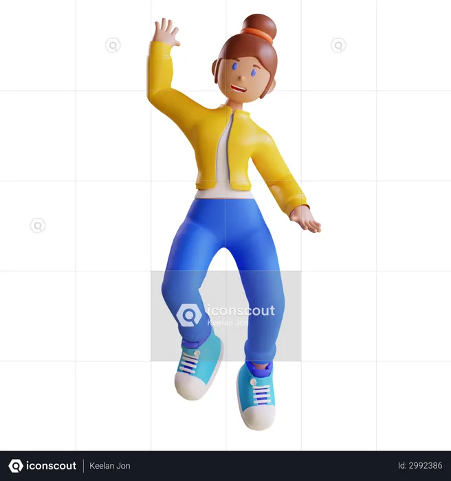 Girl Jumping for joy  3D Illustration