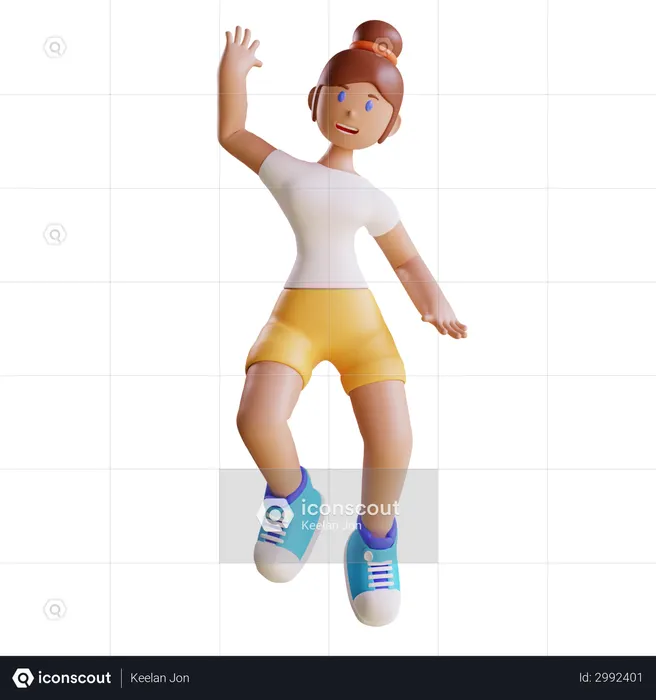 Girl Jumping for joy  3D Illustration