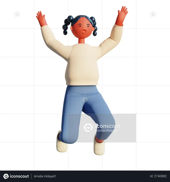 Girl jumping in the air  3D Illustration