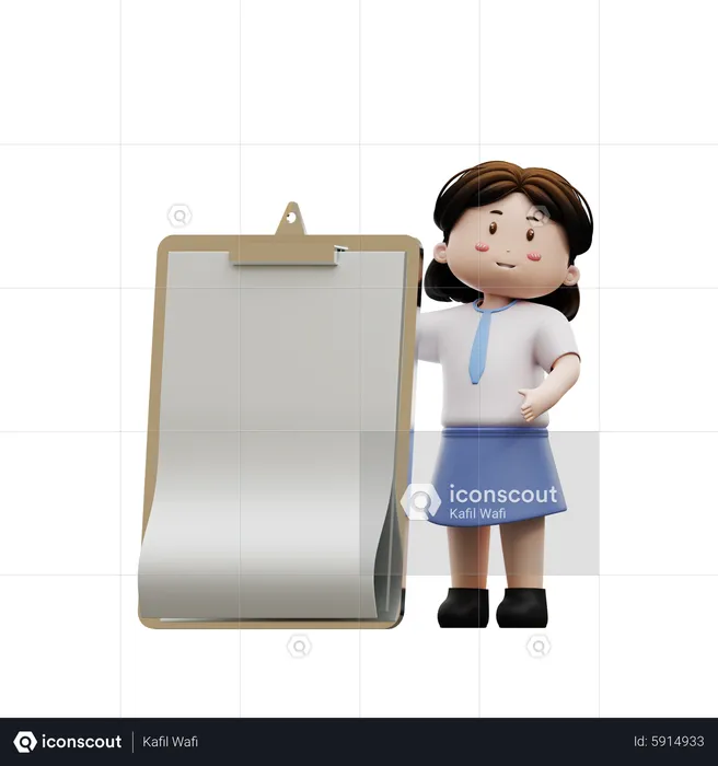 Premium Girl kid holding exam board 3D Illustration download in PNG, OBJ or  Blend format