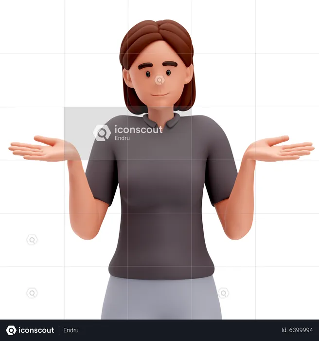 Girl Make Shrugging Pose  3D Illustration