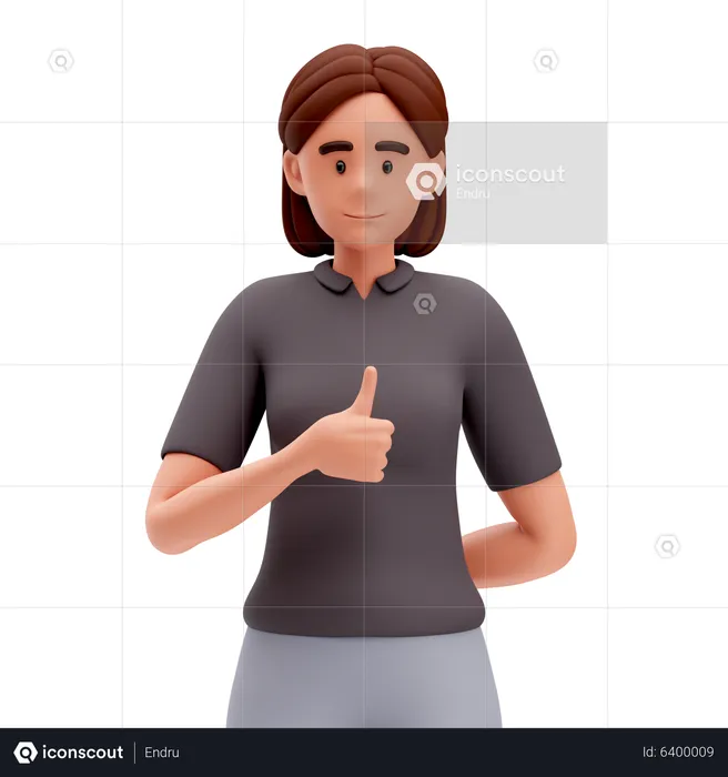 Girl Make Thumbs Up Hand Gesture with left Hand  3D Illustration