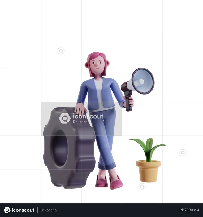 Girl making marketing strategy  3D Illustration