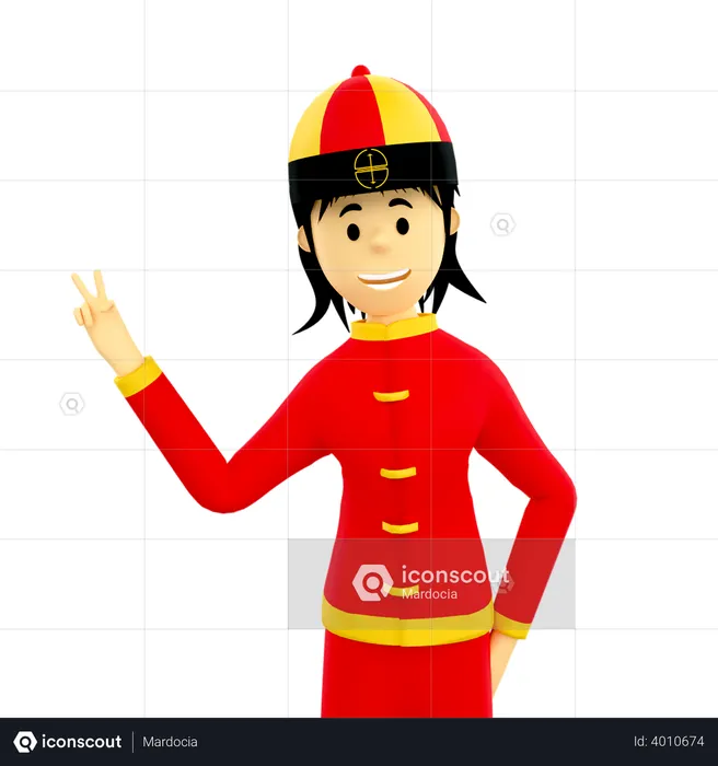 Girl on Chinese new year  3D Illustration