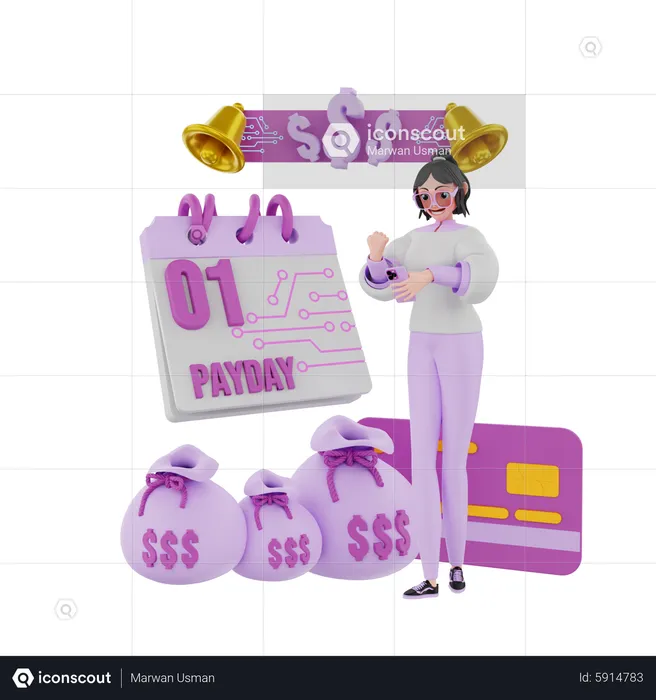 Girl pay bill successfully  3D Illustration