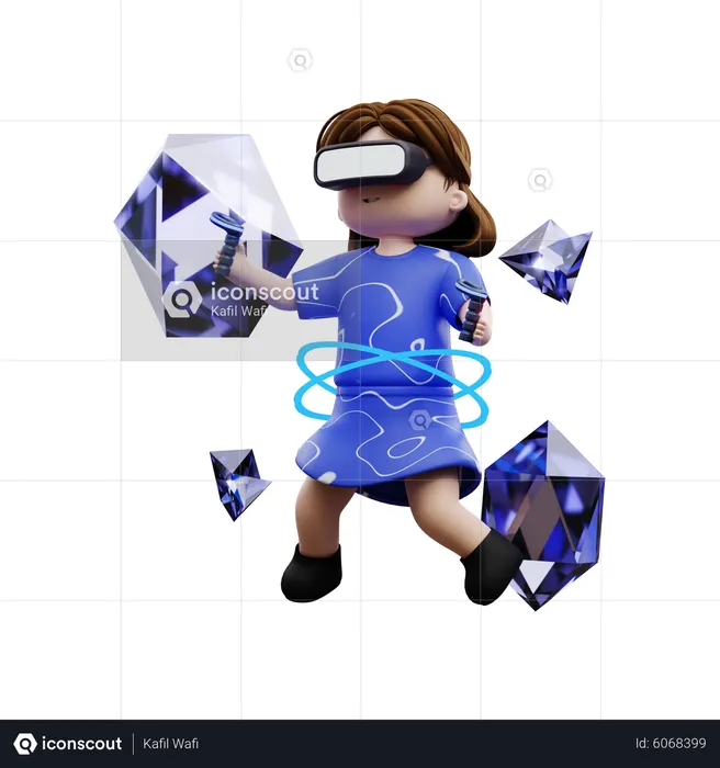 Girl playing meta game  3D Illustration