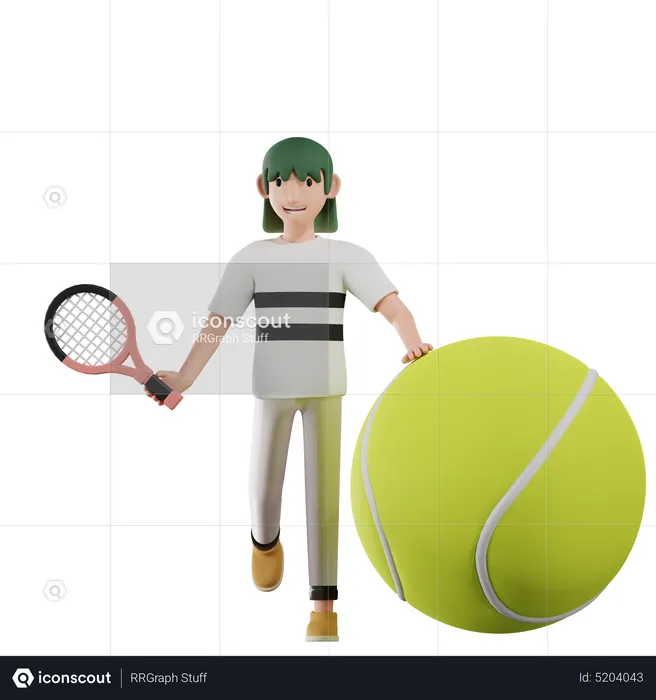 Girl playing tennis  3D Illustration