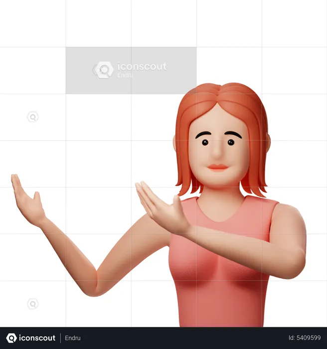 Girl pointing hands at something  3D Illustration