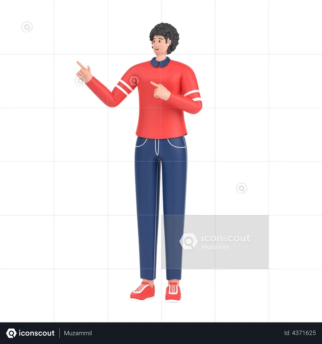 Girl pointing something on his right side  3D Illustration