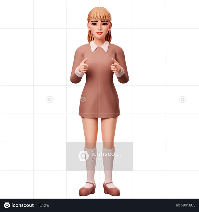 Woman indicating something 3D Illustration download in PNG, OBJ or