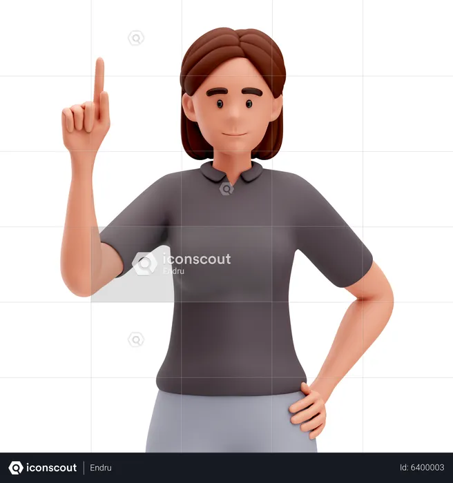 Woman indicating something 3D Illustration download in PNG, OBJ or