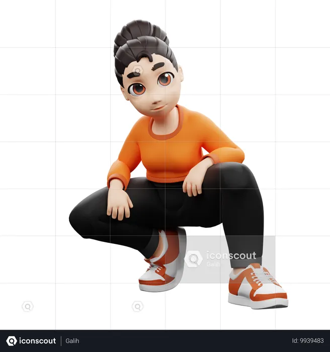 Girl Pose  3D Illustration