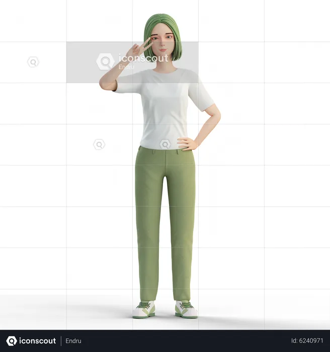 Girl posing for selfie  3D Illustration