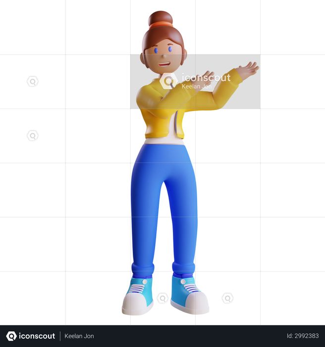 Girl presenting something 3D Illustration