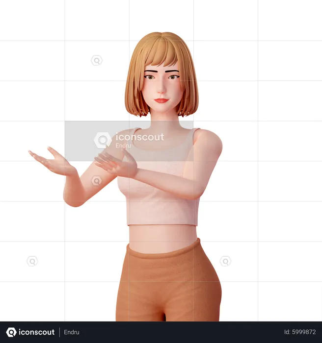 Girl presenting something  3D Illustration