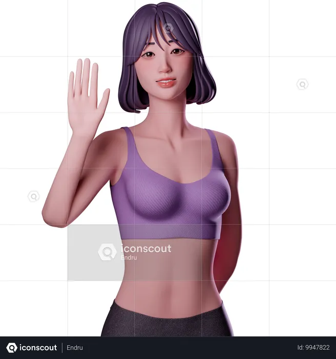 Girl Raising Hand  3D Illustration