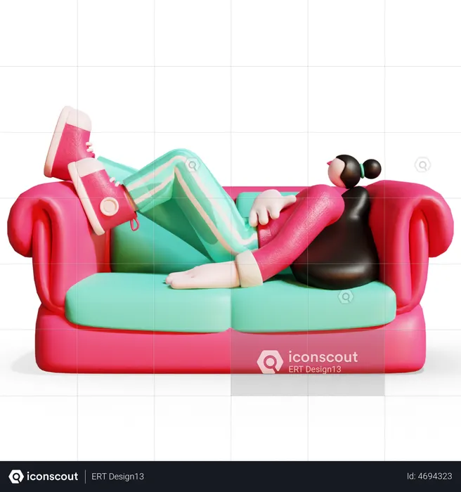 Girl relaxing on sofa  3D Icon