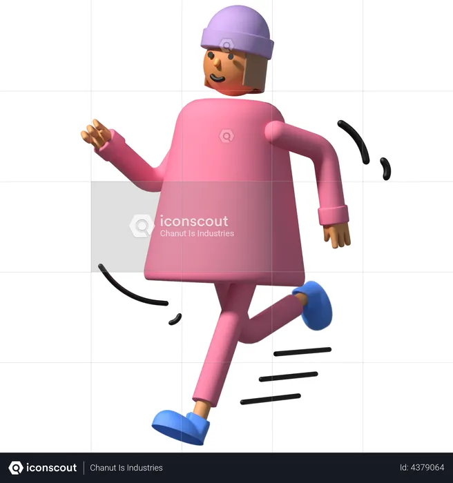 Girl running Emoji 3D Illustration