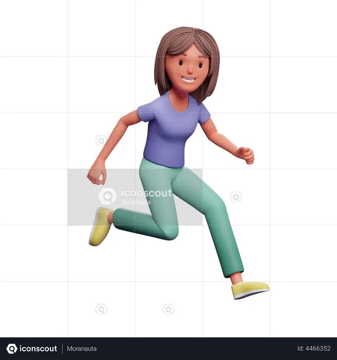 Girl running  3D Illustration
