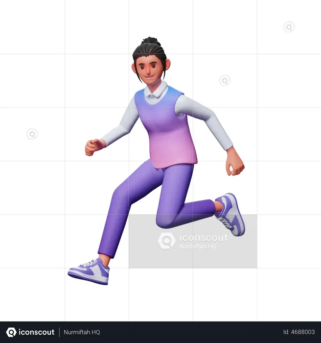 Girl Running Pose  3D Illustration