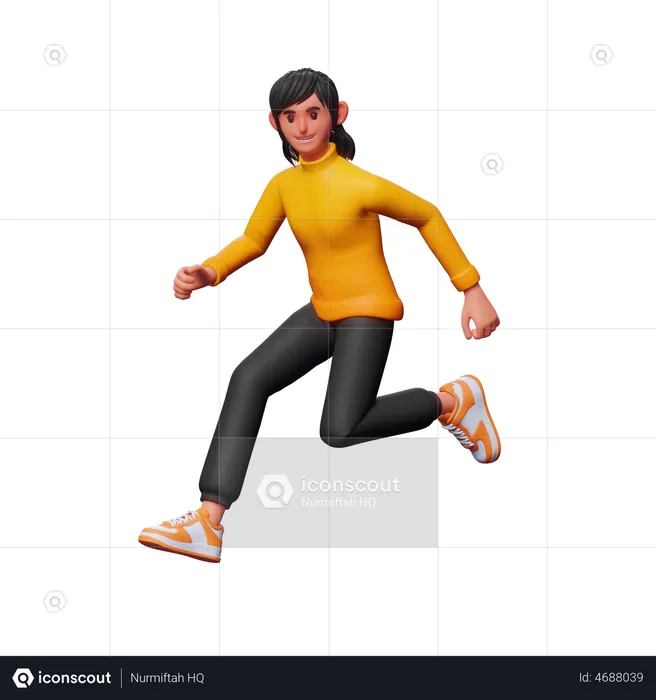 Girl Running Pose  3D Illustration