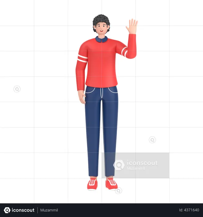 Girl saying hello with waving hand  3D Illustration
