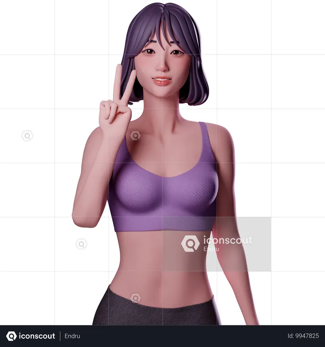 Girl Says Hello  3D Illustration