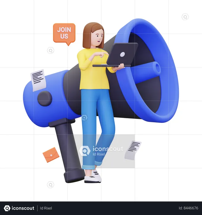 Girl Search employee  3D Illustration