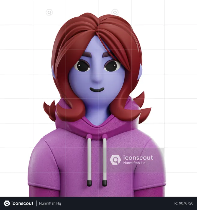 Girl Short Hair with Jacket  3D Icon