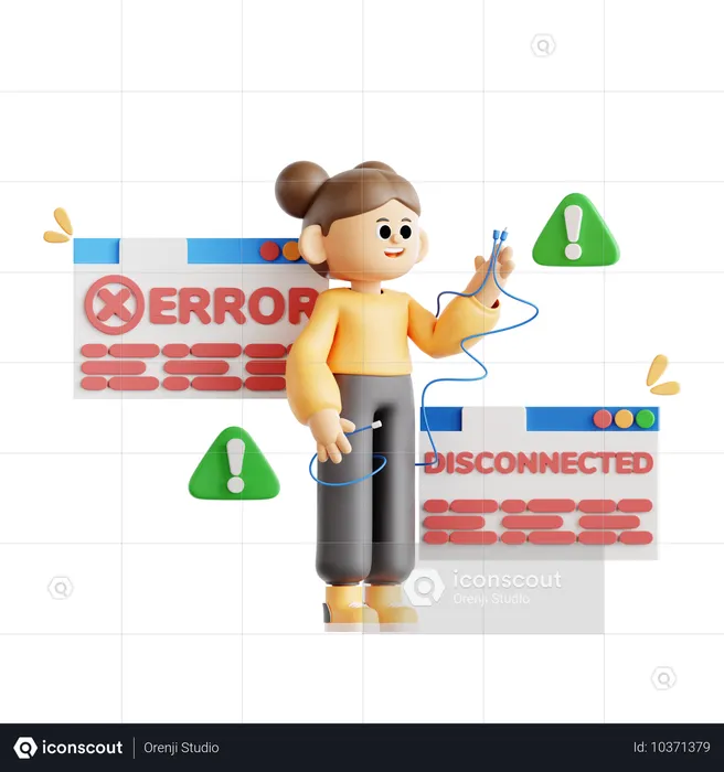 Girl Showing Complicated Connection  3D Illustration