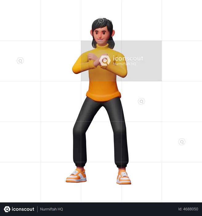 Girl Showing Disagreement with hand  3D Illustration