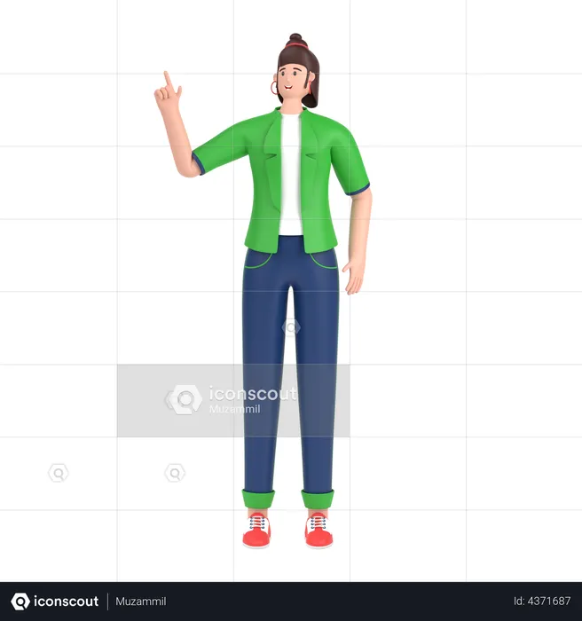 Girl showing fingers doing victory sign  3D Illustration